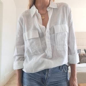 BABATON Utility Linen Polo Blouse